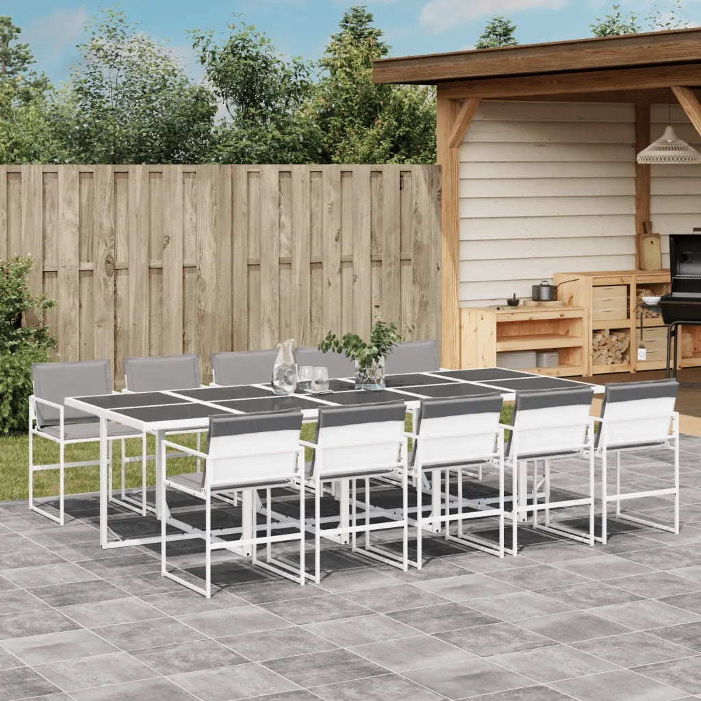 vidaXL Set da Pranzo da Giardino 11 pz con Cuscini Bianco in Textilene