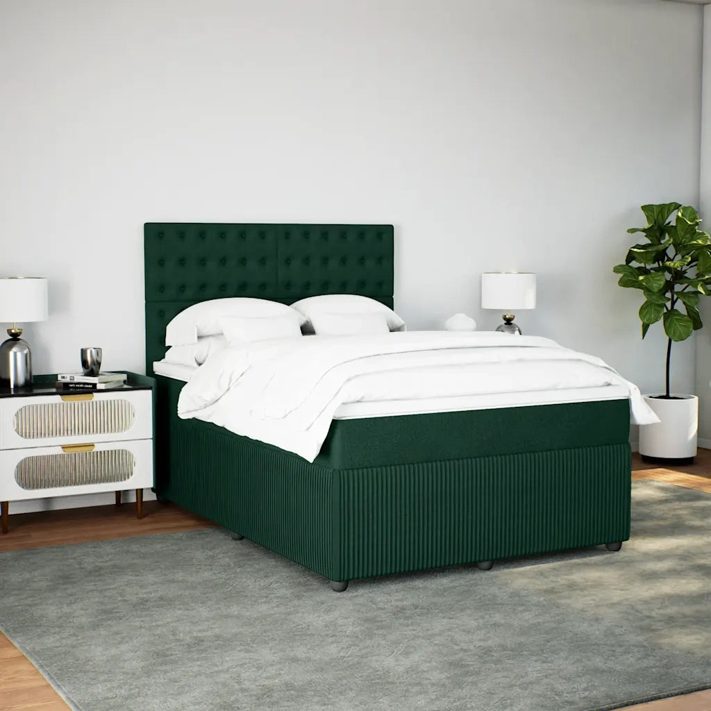 Giroletto a Molle con Materasso Verde Scuro 140x200 cm Velluto 3294673