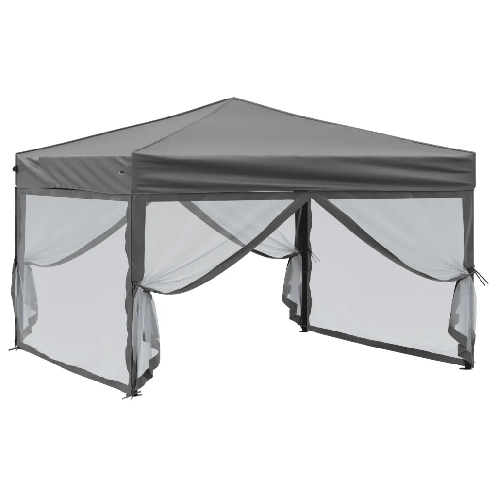 Tenda per Feste Pieghevole con Pareti Laterali-Tenda Gazebo Antracite 3x3 m 971135