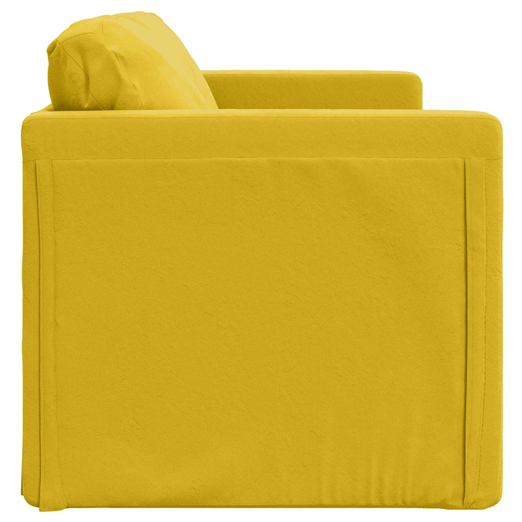 Divano letto | Sof¨¤ letto | Letto singolo da Terra 2 in 1 Giallo Scuro 122x204x55 cm Velluto