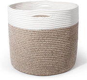 Scatola per la lavanderia in cotone, altezza 40*34cm, con maniglie, contenitore intrecciato, contenitore per asciugamani, chiusura per coperte, giocattoli, peluche, abbigliamento (marrone)