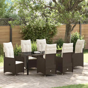 Set da Pranzo per Giardino con cuscino 7 pcs Marrone polyrattan 3379644