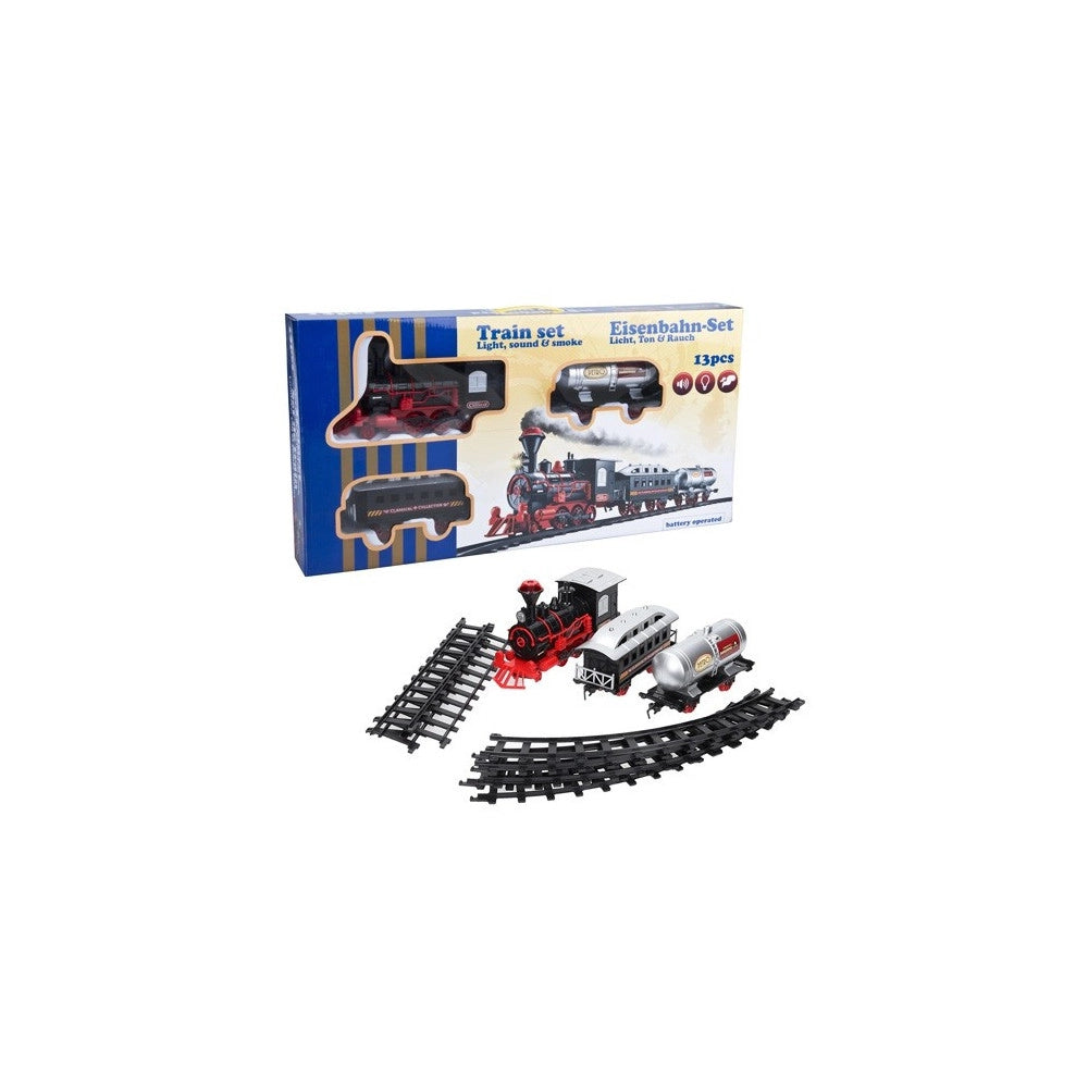 Trade Shop - Pista Treno Trenino 13 Pezzi Con Binari Locomotiva Vagoni Con Luci E Suoni -