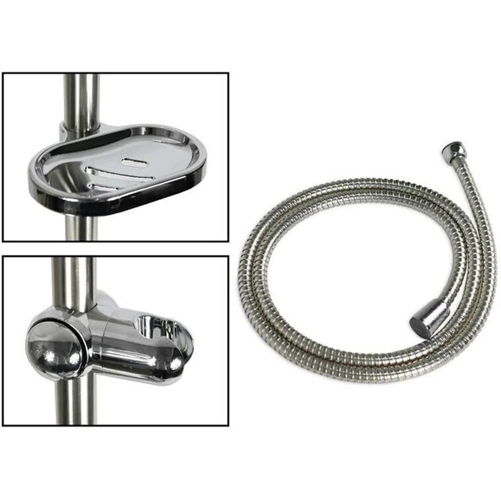 Saliscendi Doccia Cromato 60 cm con Soffione Multigetto e Portasapone 69130