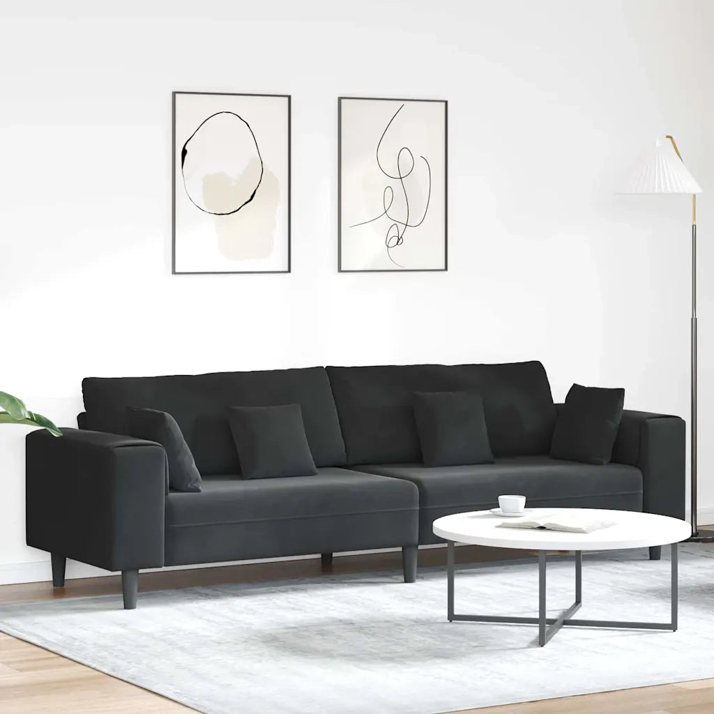 Divano Nero 250 x 77 x 76 cm Velluto 3335158