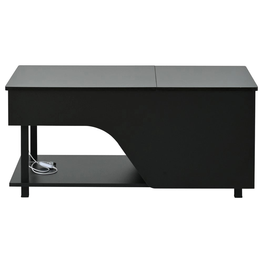 Tavolino da Salotto con LED e Vano Contenitore ¨C Xylo ¨C Nero Lucido 50x100x46