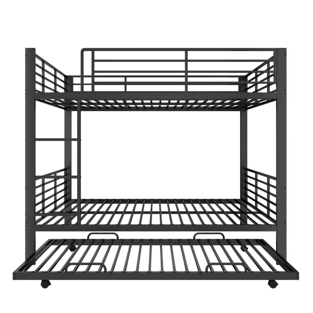 Letto a castello 140x200 cm nero in metallo con letto estraibile