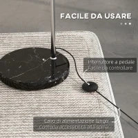 Lampada da Terra Vintage ad Arco con Asta Regolabile, Interruttore a Pedale, Attacco E27, Argento