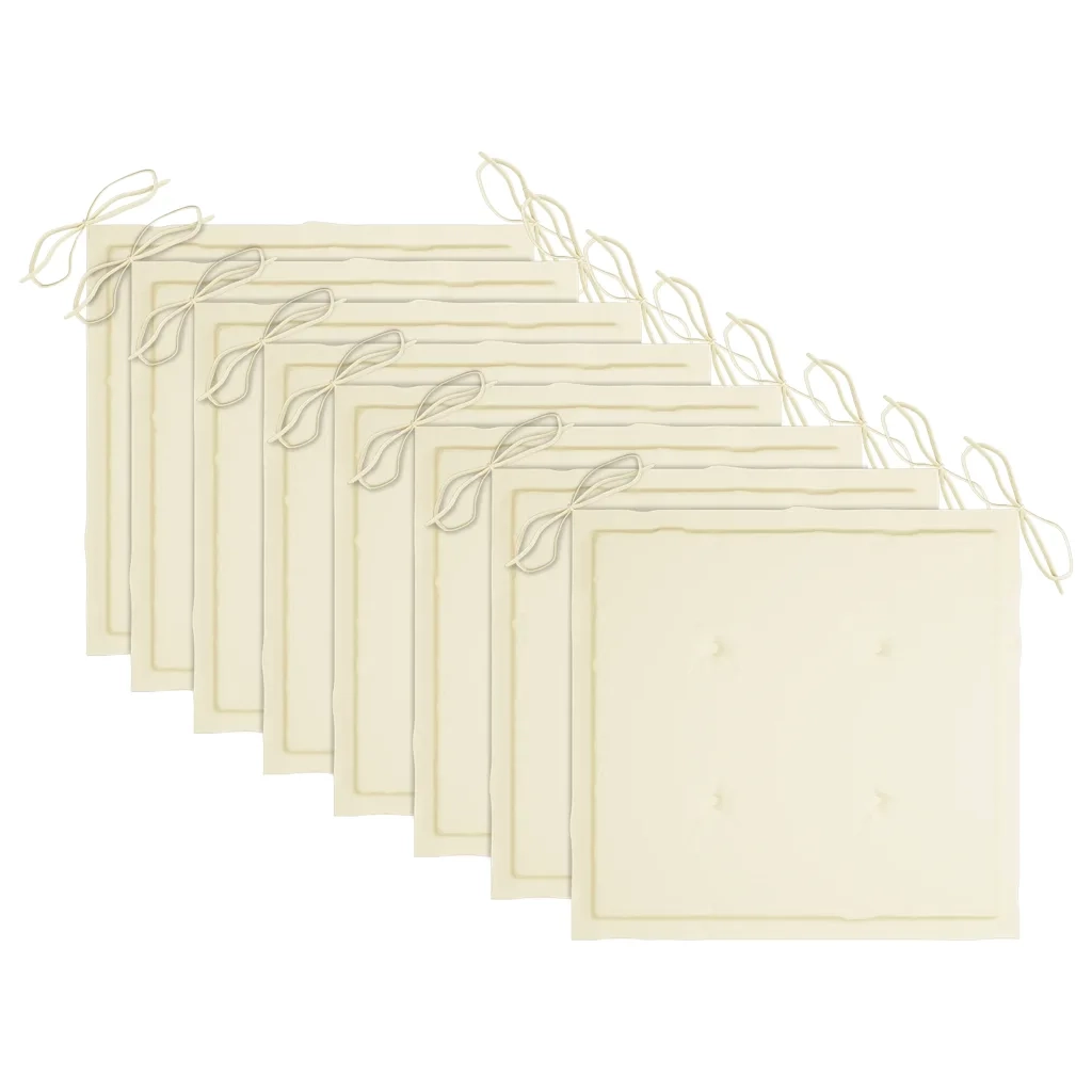 Sedie da Giardino con Cuscini Crema 8 pz Legno Massello di Teak 3072891