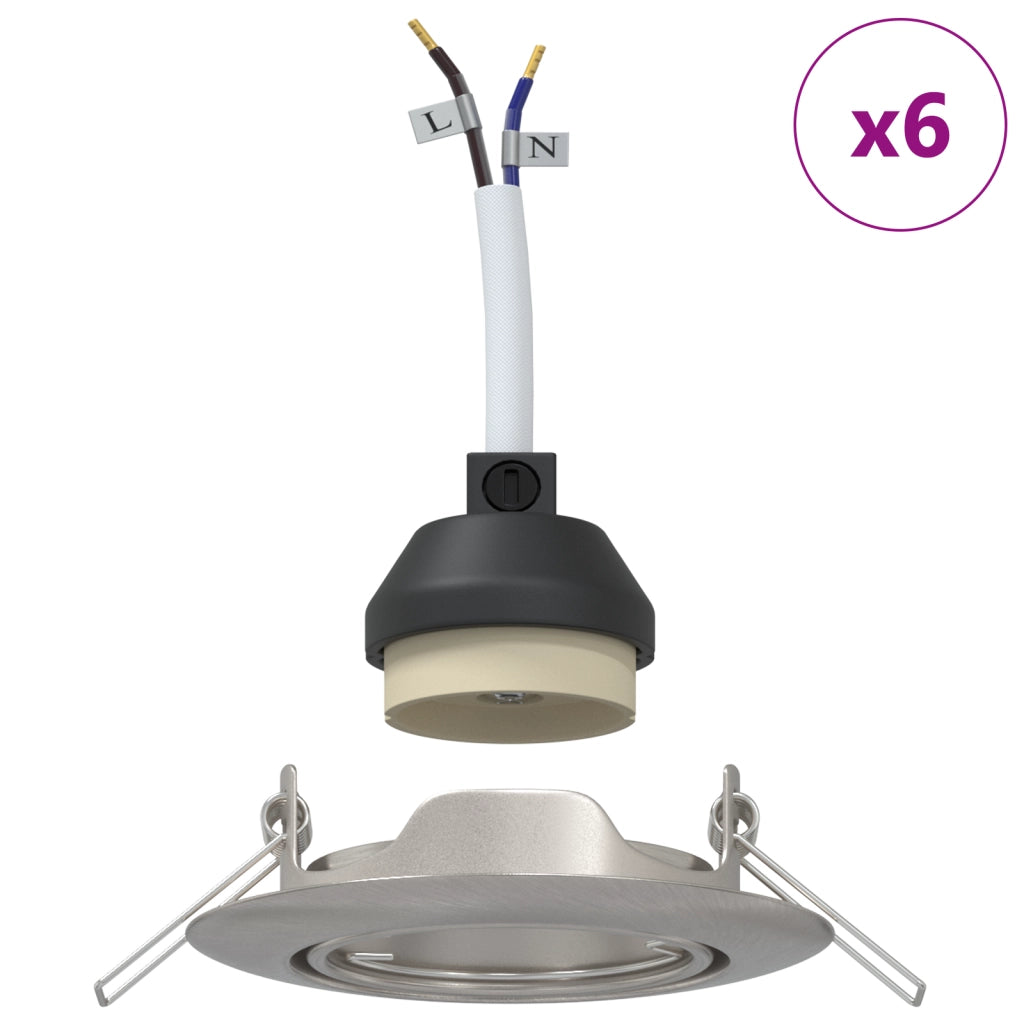 Faretti Incassati 6 pezzi Rotondo GU10 Argento Ã˜90 mm Acciaio