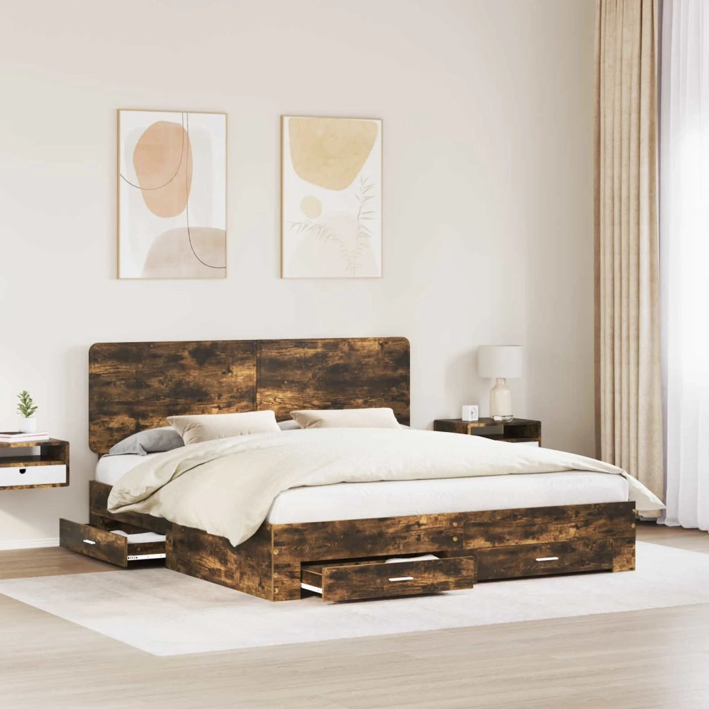Struttura del letto Rovere fumé 200 x 200 cm Legno multistrato
