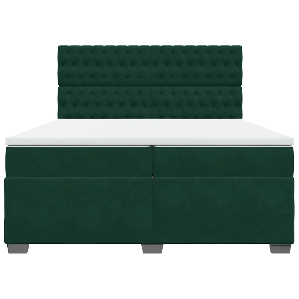Giroletto a Molle con Materasso Verde Scuro 200x200 cm Velluto