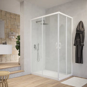 Box doccia angolare 70x120 cm trasparente 4 mm profili bianchi | Grenada