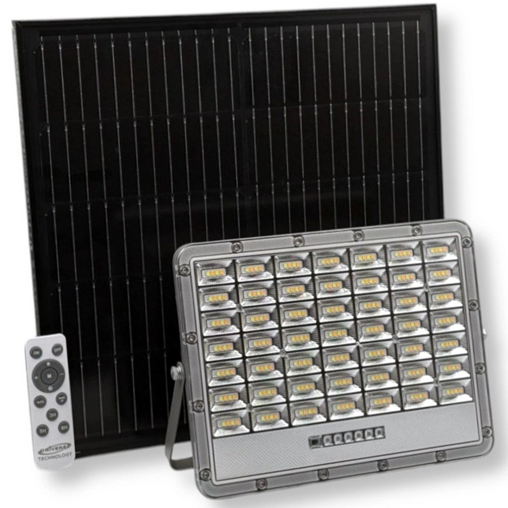 Trade Shop - Faro Led Floodlight 2000lm Ip65 Grigio Con Pannello Solare Telecomando Cct Tk08-200w-3c -