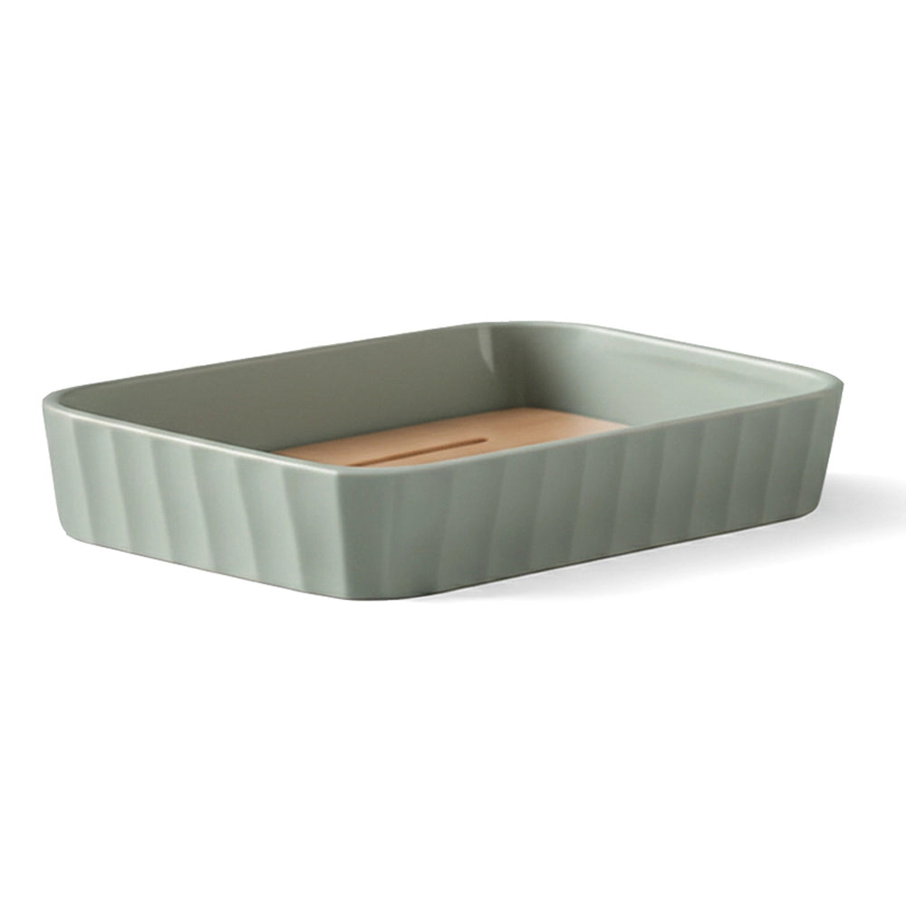Set accessori bagno verde in plastica e bambù 5 pezzi – Show