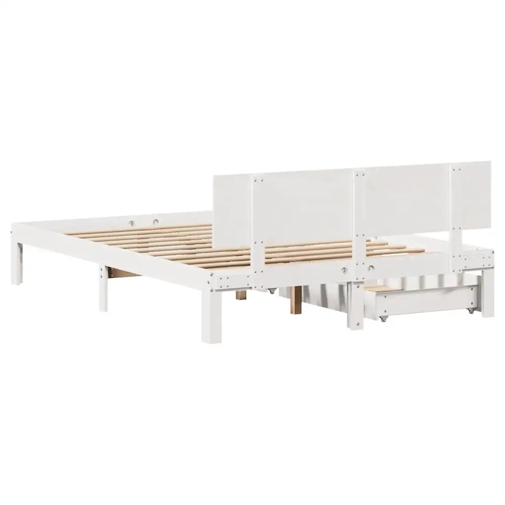 vidaXL Giroletto con Cassetti Bianco 140x200 cm Legno Massello di Pino