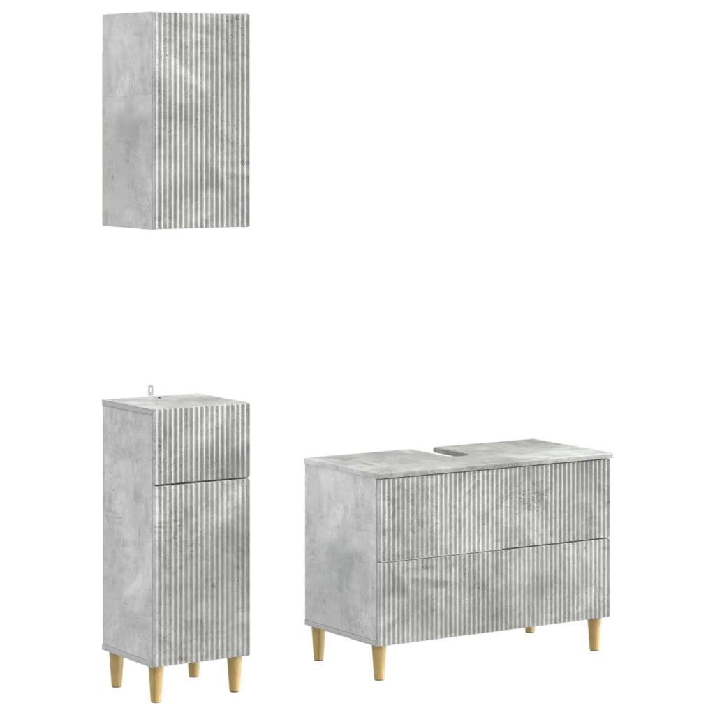 Set di armadietti da bagno in 3 pezzi ARNHEM Grigio Cemento 3417768
