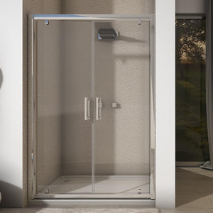 Porta Parete Doccia 110 cm 2 Ante Saloon in Cristallo Trasparente 6mm H195 Bonussi Giuly
