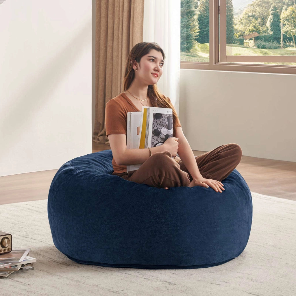 Poltrona pouf 3FT con forma modulabile e fodera lavabile, in spugna, Blu