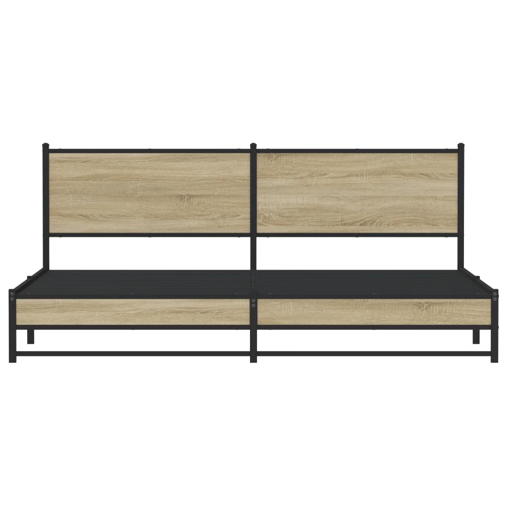 vidaXL Giroletto senza Materaso in Metallo Rovere Sonoma 200x200 cm