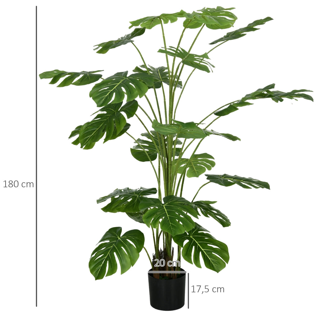 Pianta artificiale Monstera 180 cm verde in plastica, vaso incluso