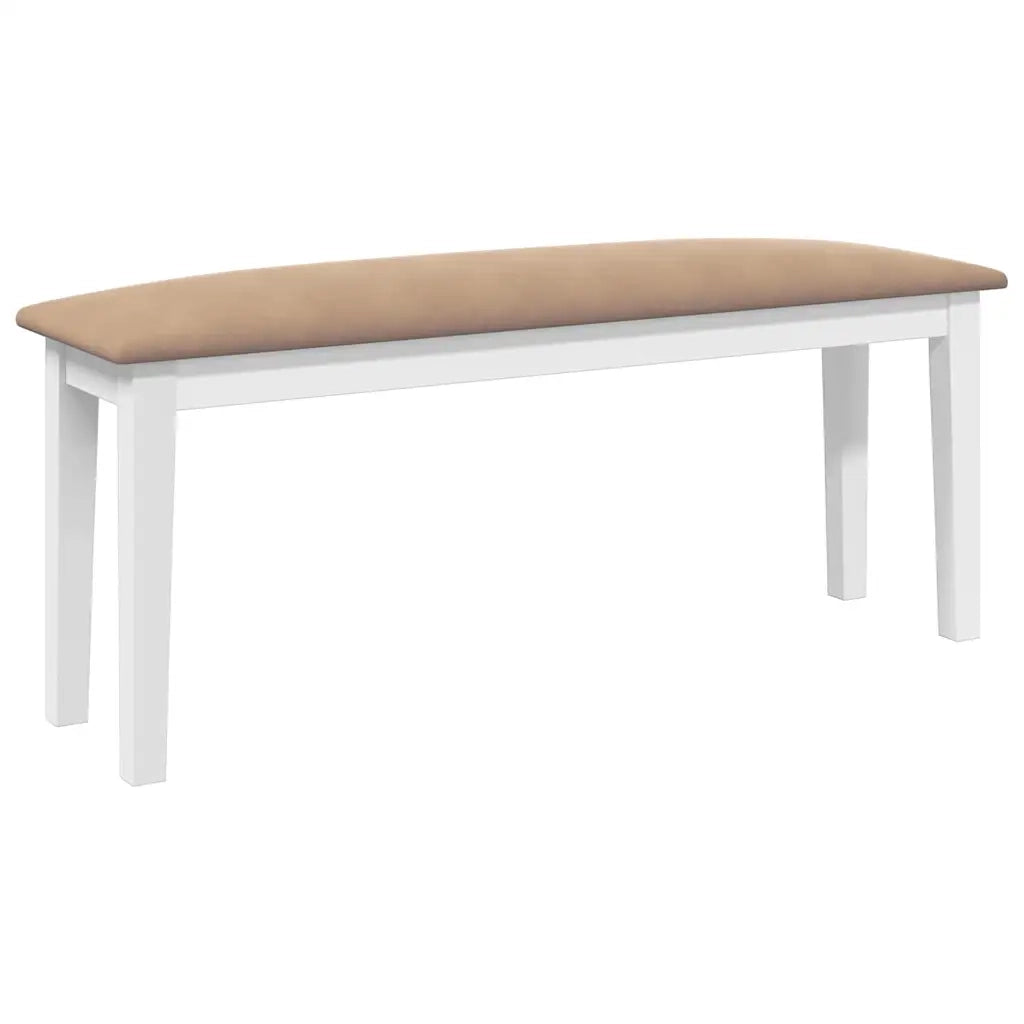 Panca-Sgabello 110 cm Bianco in Legno Massello di Hevea 635315
