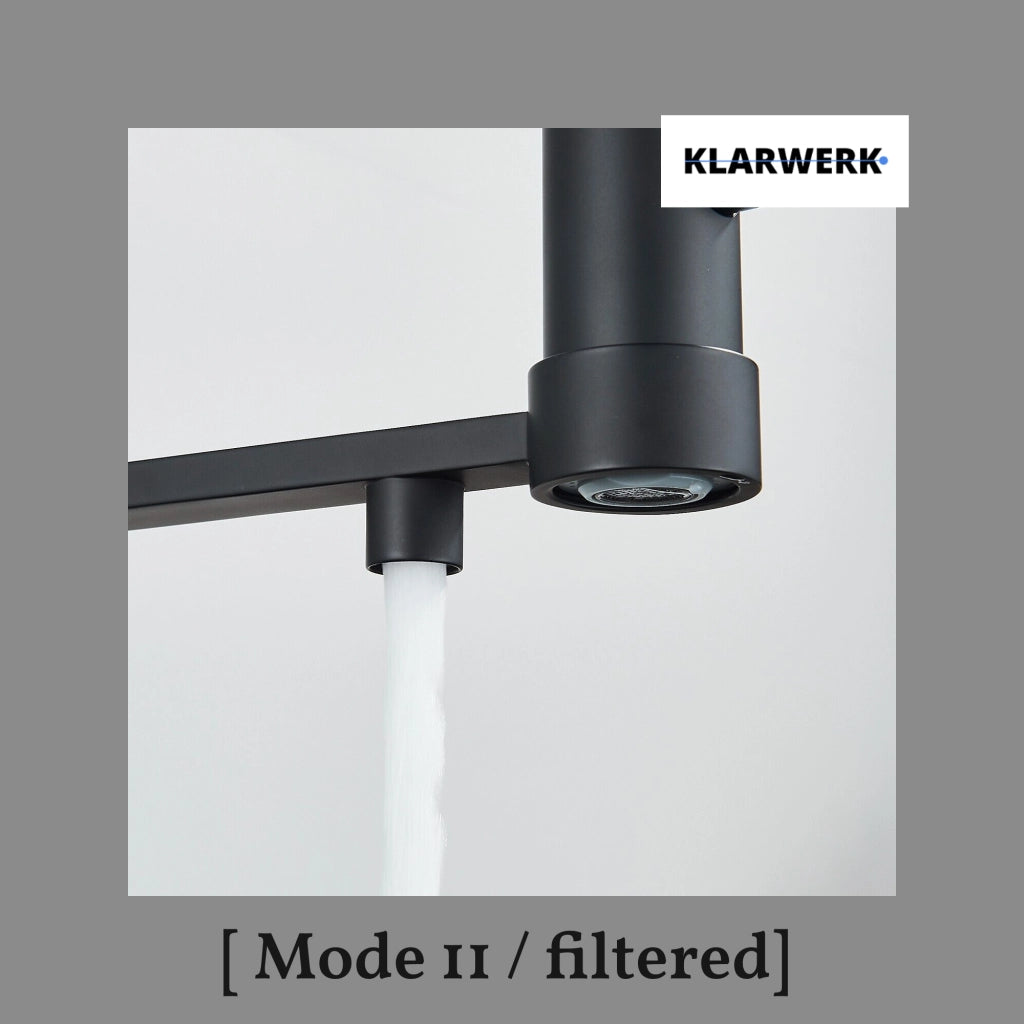 Bernd | Estera filtrante de 3 vías gastronomía negro mate|Grifo ósmosis acero inoxidable con resorte para cocina|monomando restaurante giratorio 360°
