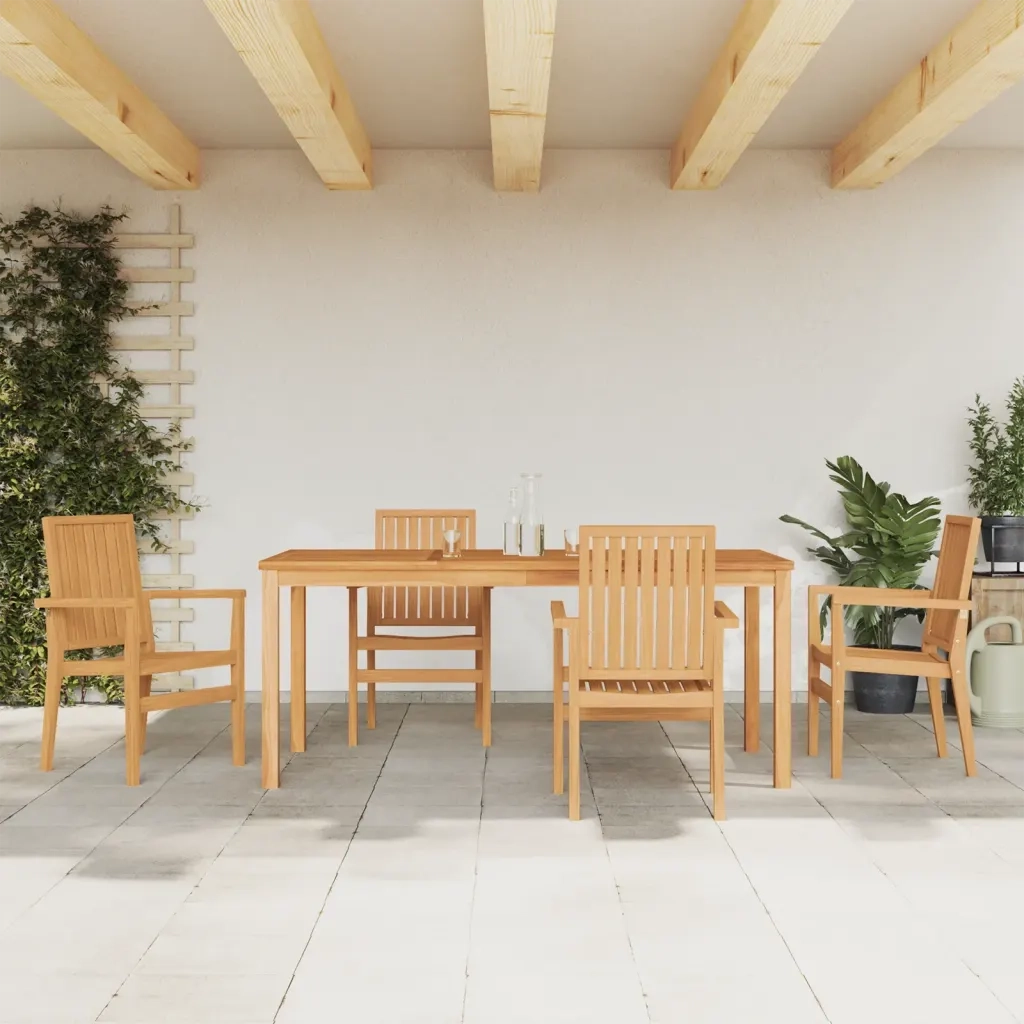 Set da Pranzo per Giardino 5 pz in Legno Massello di Teakcod mxl 93726