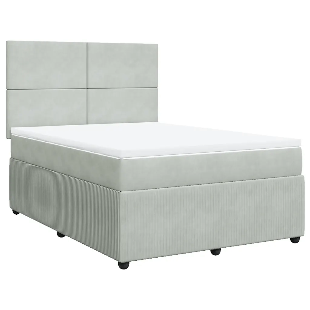 Giroletto a Molle con Materasso Grigio Chiaro 160x200cm Velluto