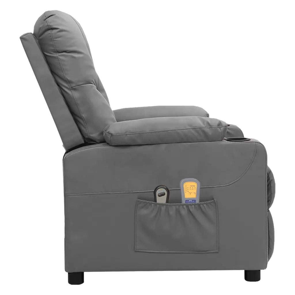 Poltrona Reclinabile Massaggiante Elettrica Grigia Similpelle cod mxl 32229