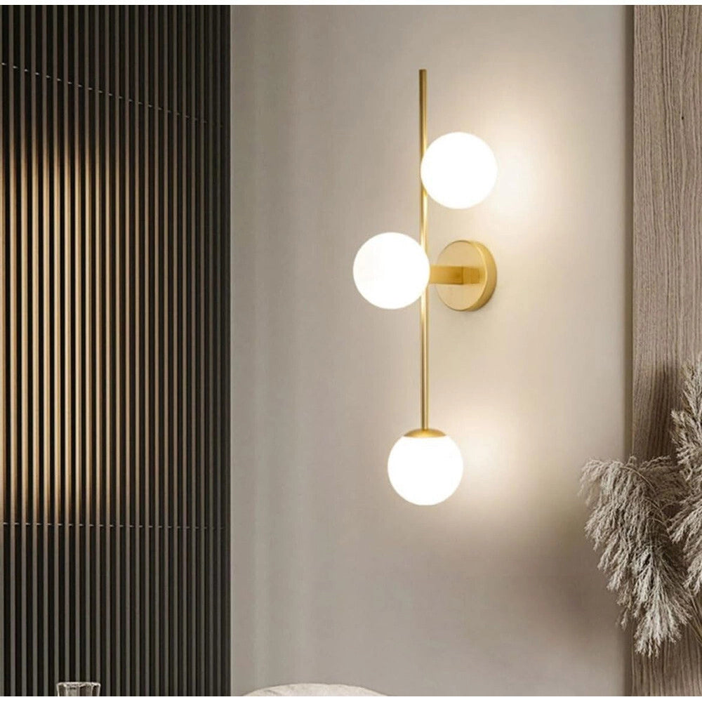 Trade Shop - Applique A Parete Bronzo Metallo Con 3 Sfere Lampada Da Muro Minamalista Attacco G9 Aq57 -