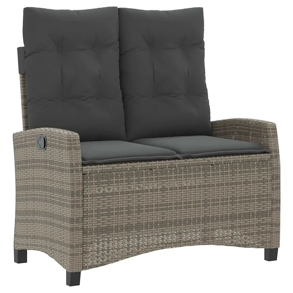 Set da Pranzo da Giardino 2 pz | Set Salotto da Giardino con Cuscini in Polyrattan Grigio