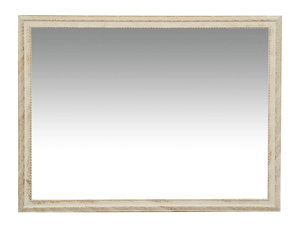 Biscottini Specchio Specchiera da parete e appendere verticale/orizzontale L90xPR4xH120 cm finitura bianco anticato