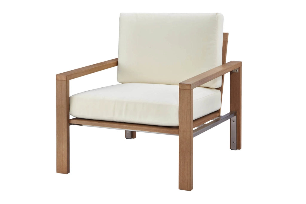 Set Salotto da Giardino in Acciaio e Sumpar Wood Divano 2 Poltrone e Tavolino Kraus Donatello