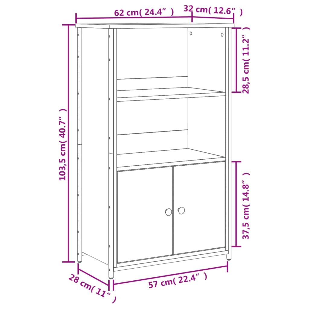 Buffet credenza cassettiera mobiletto mobile contenitore organizer cucina soggiorno salotto rovere Sonoma alto 62 x 32 x 103,5 cm legno ingegnerizzato grigio 02_0035385