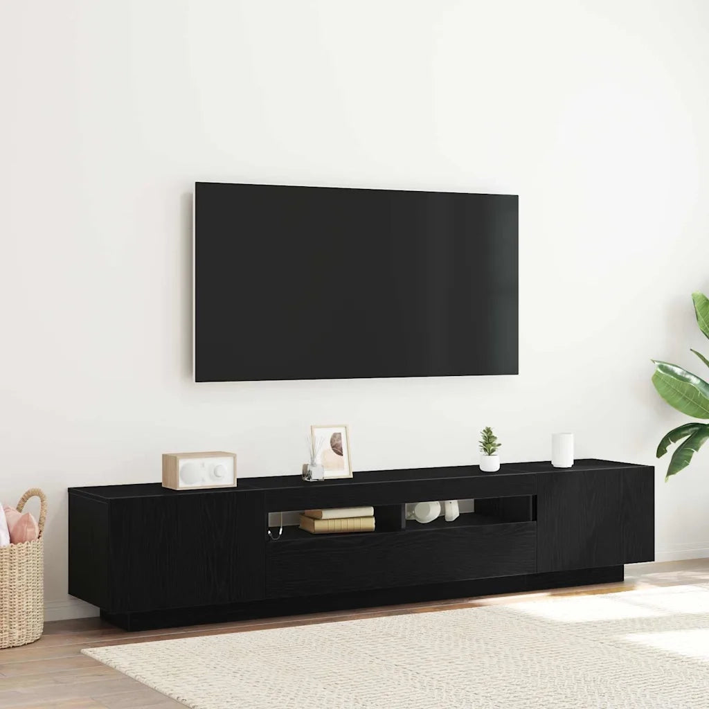 Set mobile TV 2 pz-Set di 2 Credenza per TV Nero 200 x 35 x 40 cm Legno multistrato