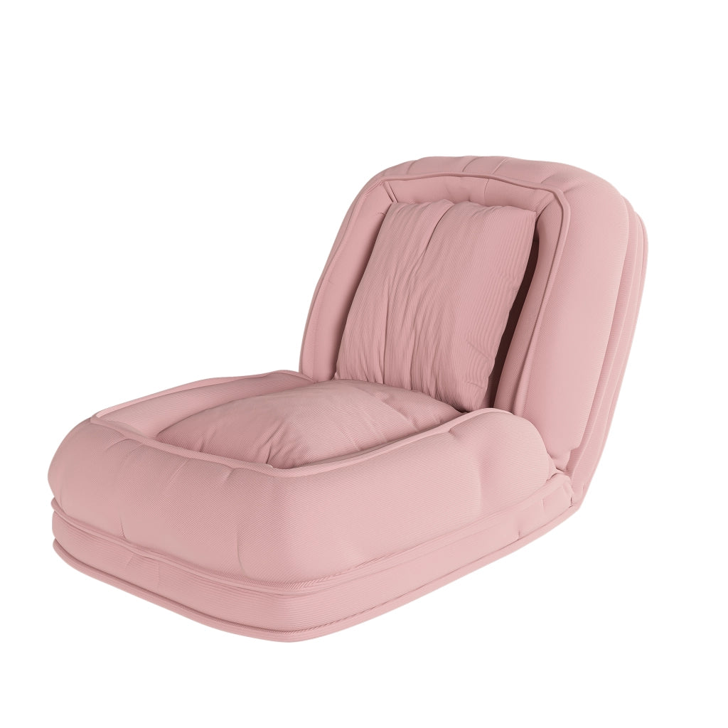 Divano Letto Pieghevole 180x90 cm Regolabile 5 Posizioni con 2 Cuscini; Tessuto a Coste; Rosa