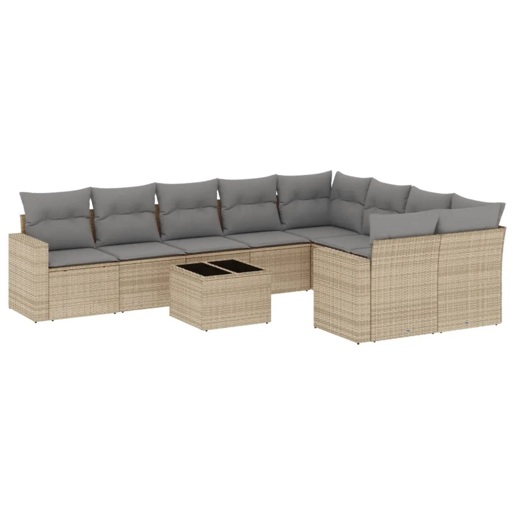 Set Divano da Giardino 10 pz con Cuscini Beige in Polyrattancod mxl 114332