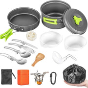 Set di cottura da campeggio - attrezzatura da cucina portatile per outdoor - escursioni e trekking.