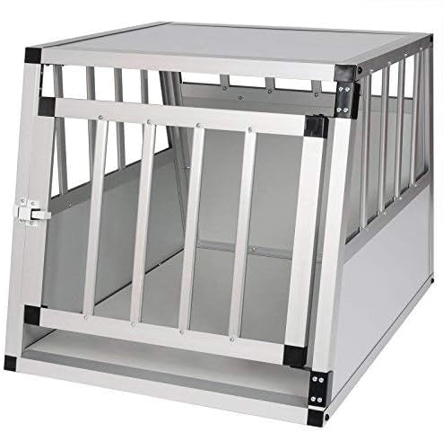 Trasportino Cane Auto, Trasportino Cani in Alluminio, Box da Cani Spazioso, Box Trasporto per Cane Auto con Chiusura Kennel per Canette per Trasporto Viaggio 54x69x51cm