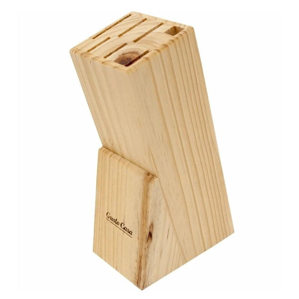 Trade Shop - Set Ceppo Coltelli In Acciaio Inox Da Cucina 8 Pezzi Con Stand Portacoltelli In Legno -