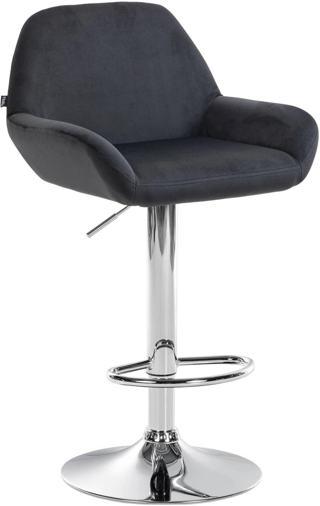 Sgabello Braga in velluto nero,cromo