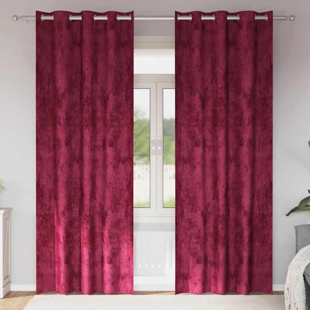 Tende in Velluto 2 pz Rosso vino 225 x 140 cm Velluto 4107645