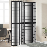 Divisorio Ambienti | Divider per stanze | Paravento 4 Pannelli Nero Legno Massello di Paulownia