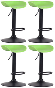 Set di 4 sgabelli da bar Anaheim in plastica verde,nero