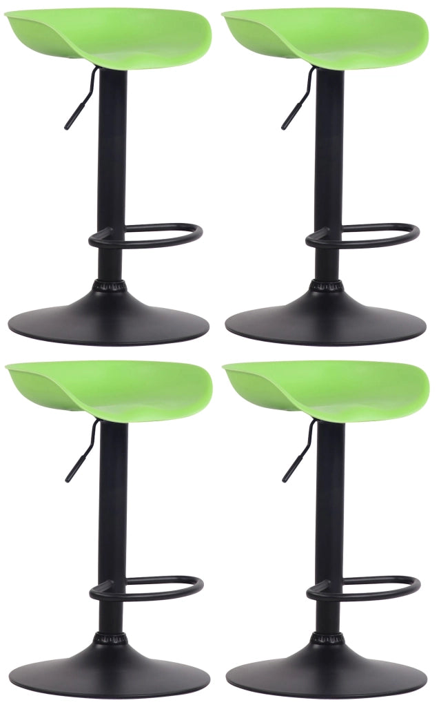 Set di 4 sgabelli da bar Anaheim in plastica verde,nero
