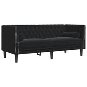 Divano | Divano da soggiorno | Sofa Chesterfield con Rinforzi 2 Posti Nero in Velluto