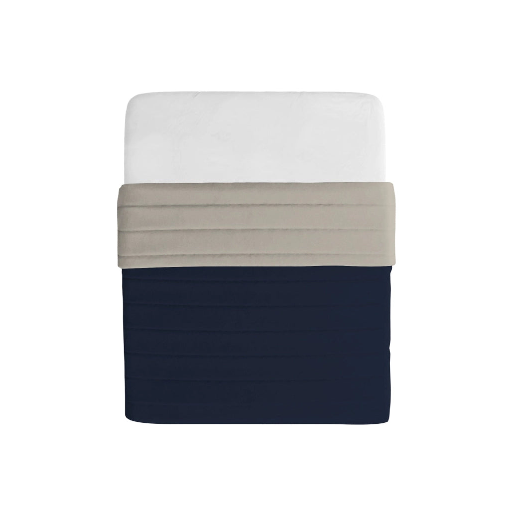 Trapuntino Double Face Singolo 100gr Tinta Unita in Microfibra Blu Scuro/Grigio Chiaro