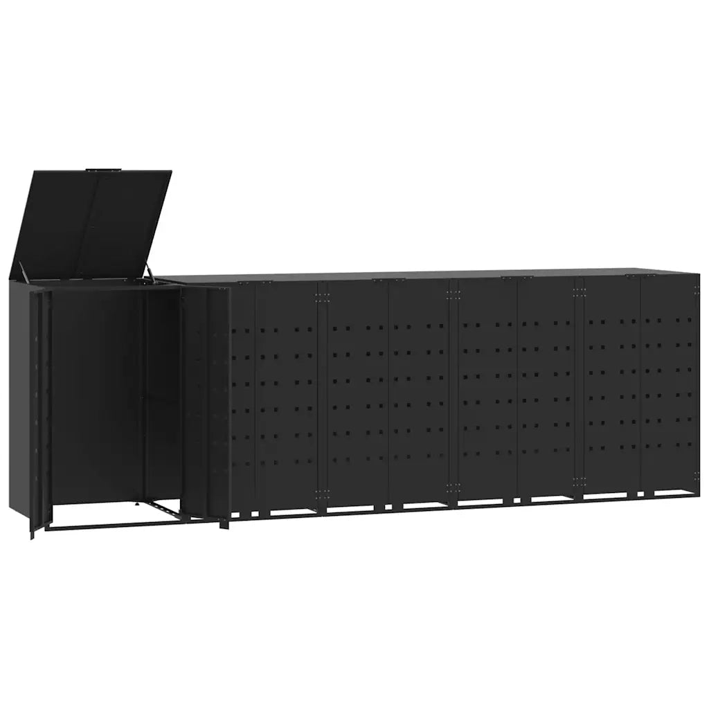 Copribidone con Ruote per 5 Bidoni Nera 345x79x117cm in Acciaio 3279980