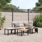 Set Panche Giardino Cuscini 3pz Nero Acciaio Verniciato Polvere
